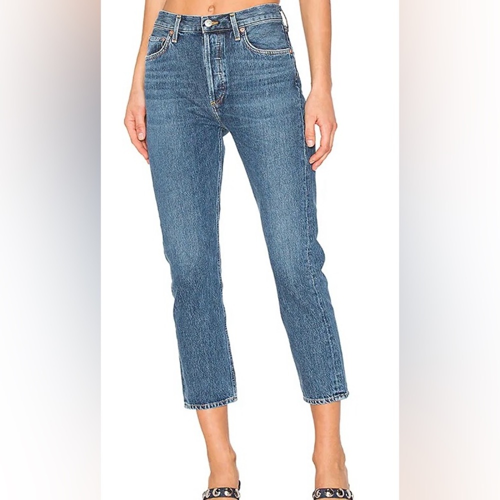Agolde Riley High Rise Straight Crop Size 25 in Air Blue